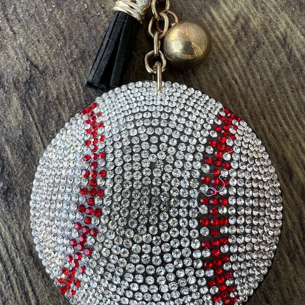Rhinestone Baseball Keychain - Picture 2 of 2